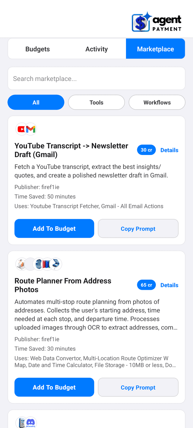 Marketplace on mobile